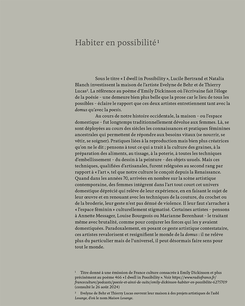 Natalia Blanch, Lucile Bertrand, I dwell in Possibility