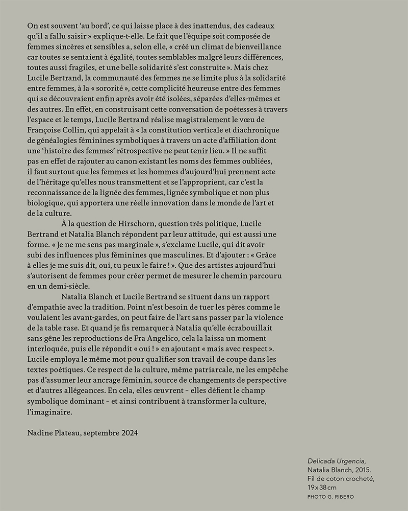 Natalia Blanch, Lucile Bertrand, I dwell in Possibility