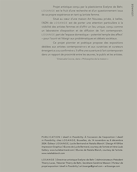 Natalia Blanch, Lucile Bertrand, I dwell in Possibility