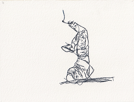 Natalia Blanch, Feu Rouge embroidered drawing