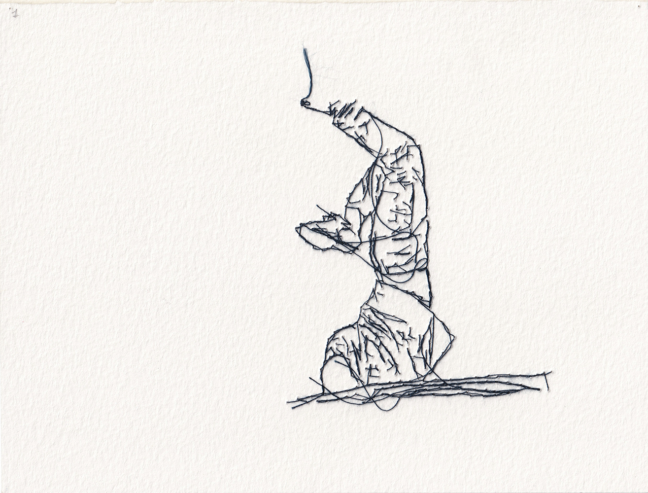 Natalia Blanch, Feu Rouge embroidered drawing