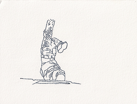 Natalia Blanch, Feu Rouge embroidered drawing