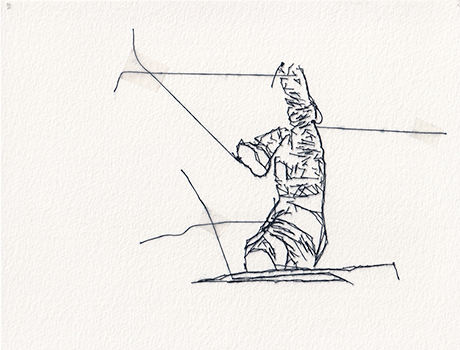 Natalia Blanch, Feu Rouge embroidered drawing
