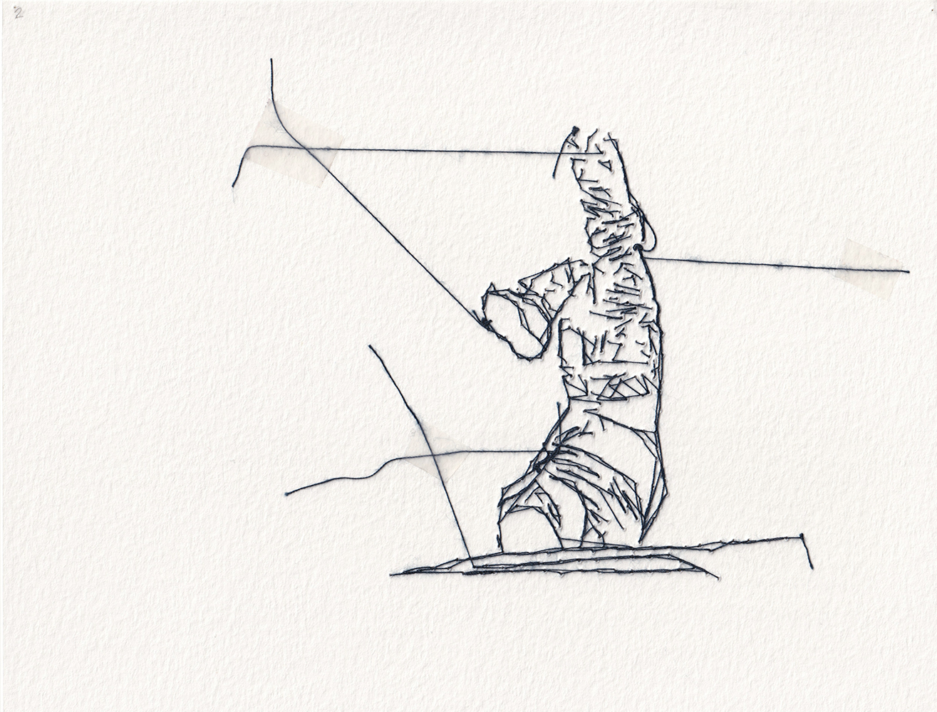 Natalia Blanch, Feu Rouge embroidered drawing