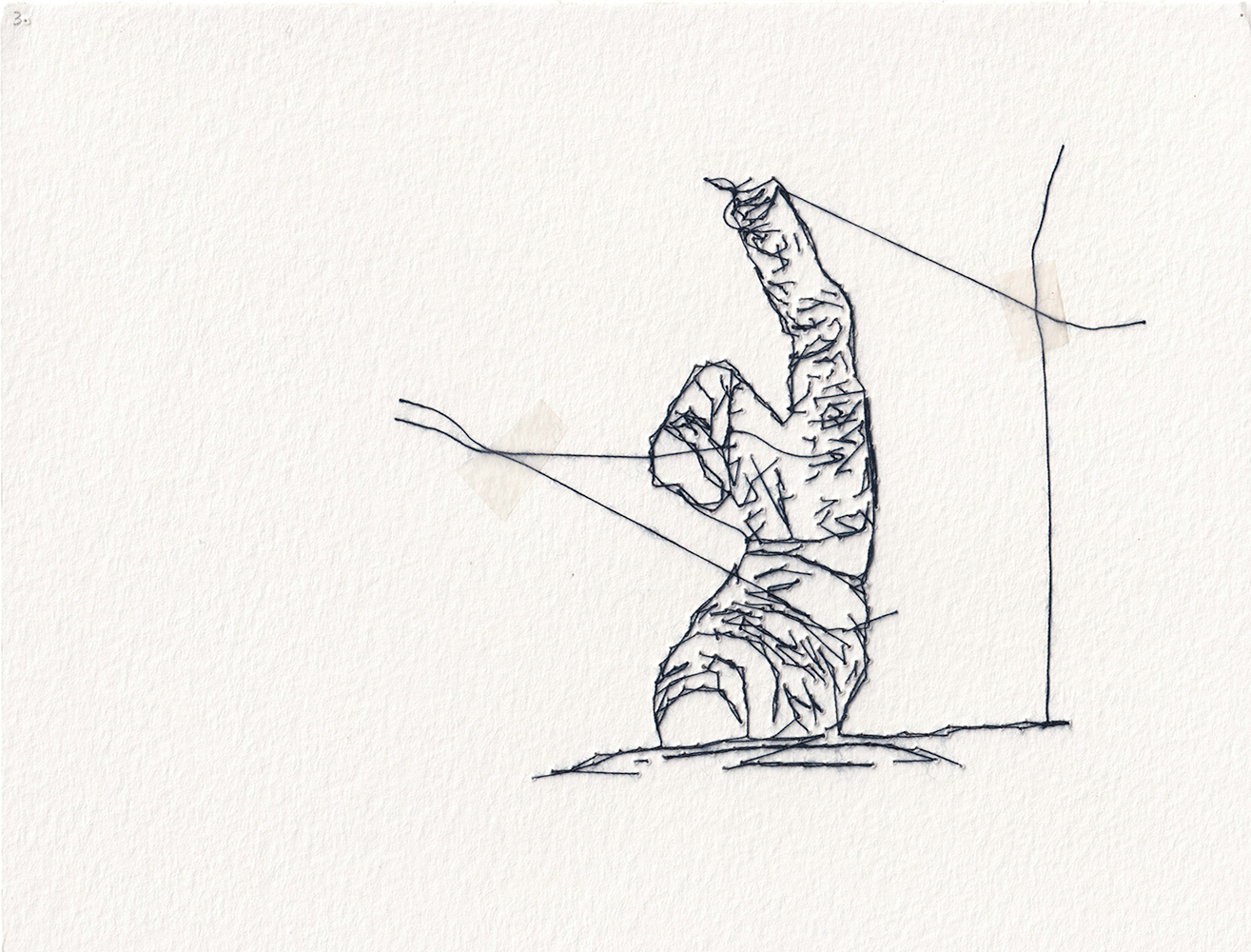 Natalia Blanch, Feu Rouge embroidered drawing
