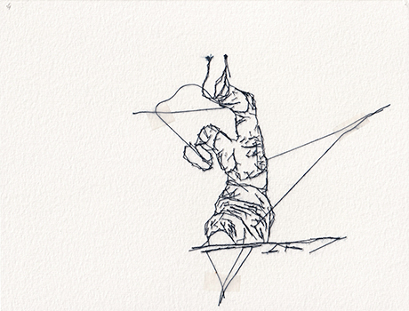 Natalia Blanch, Feu Rouge embroidered drawing