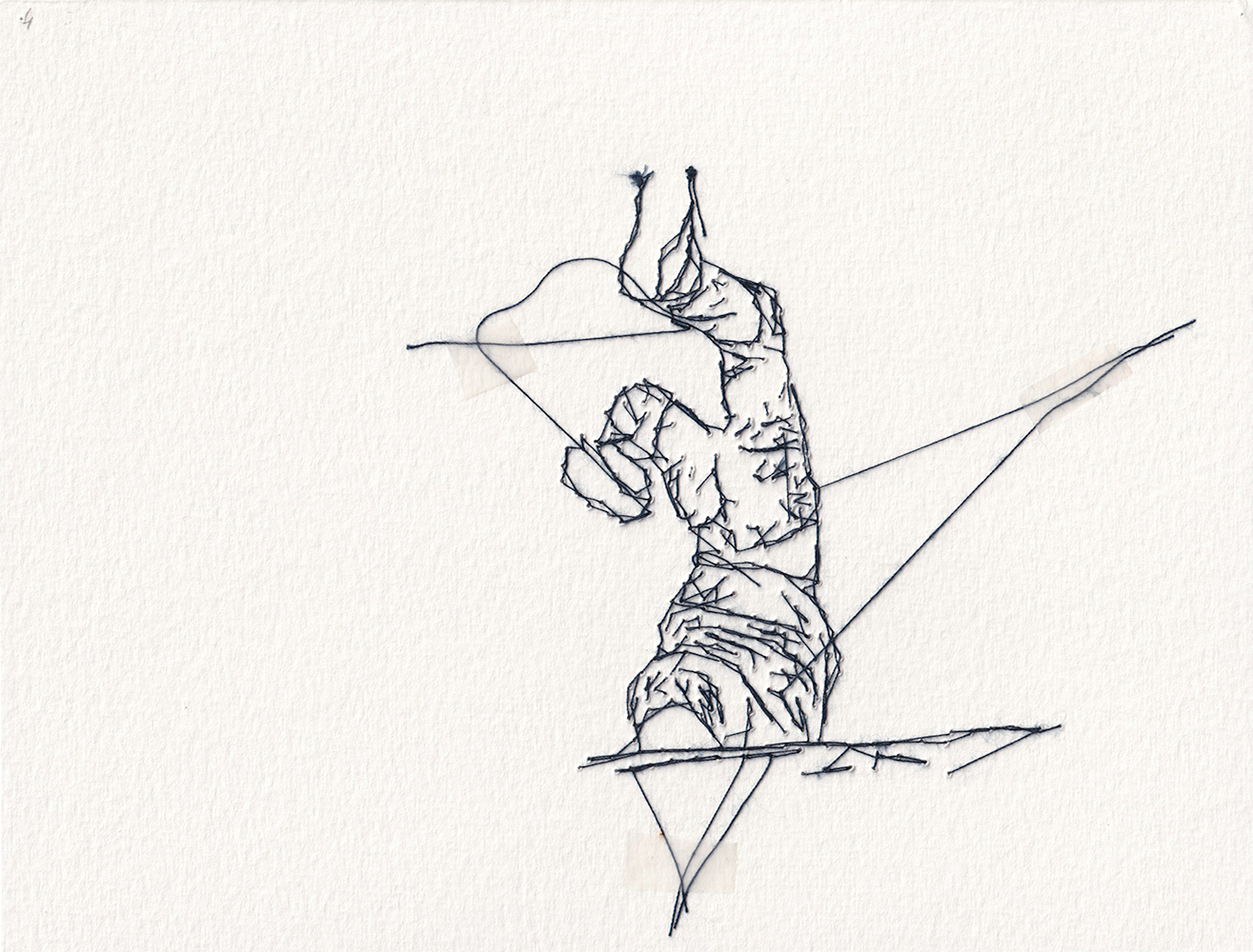Natalia Blanch, Feu Rouge embroidered drawing