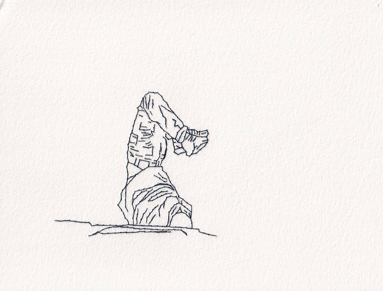 Natalia Blanch, Feu Rouge embroidered drawing