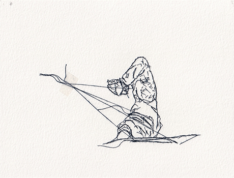Natalia Blanch, Feu Rouge embroidered drawing