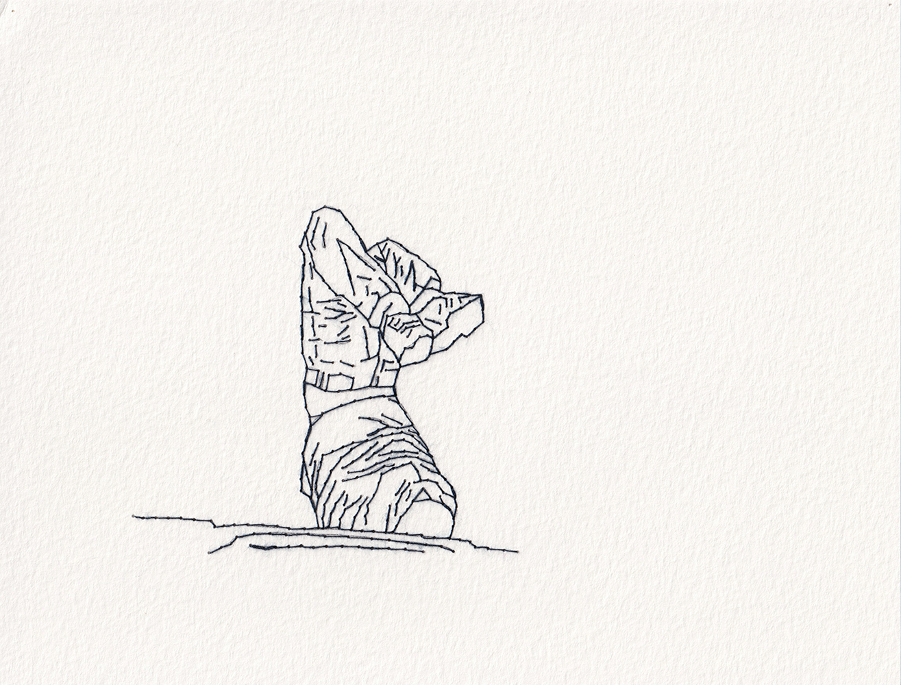 Natalia Blanch, Feu Rouge embroidered drawing