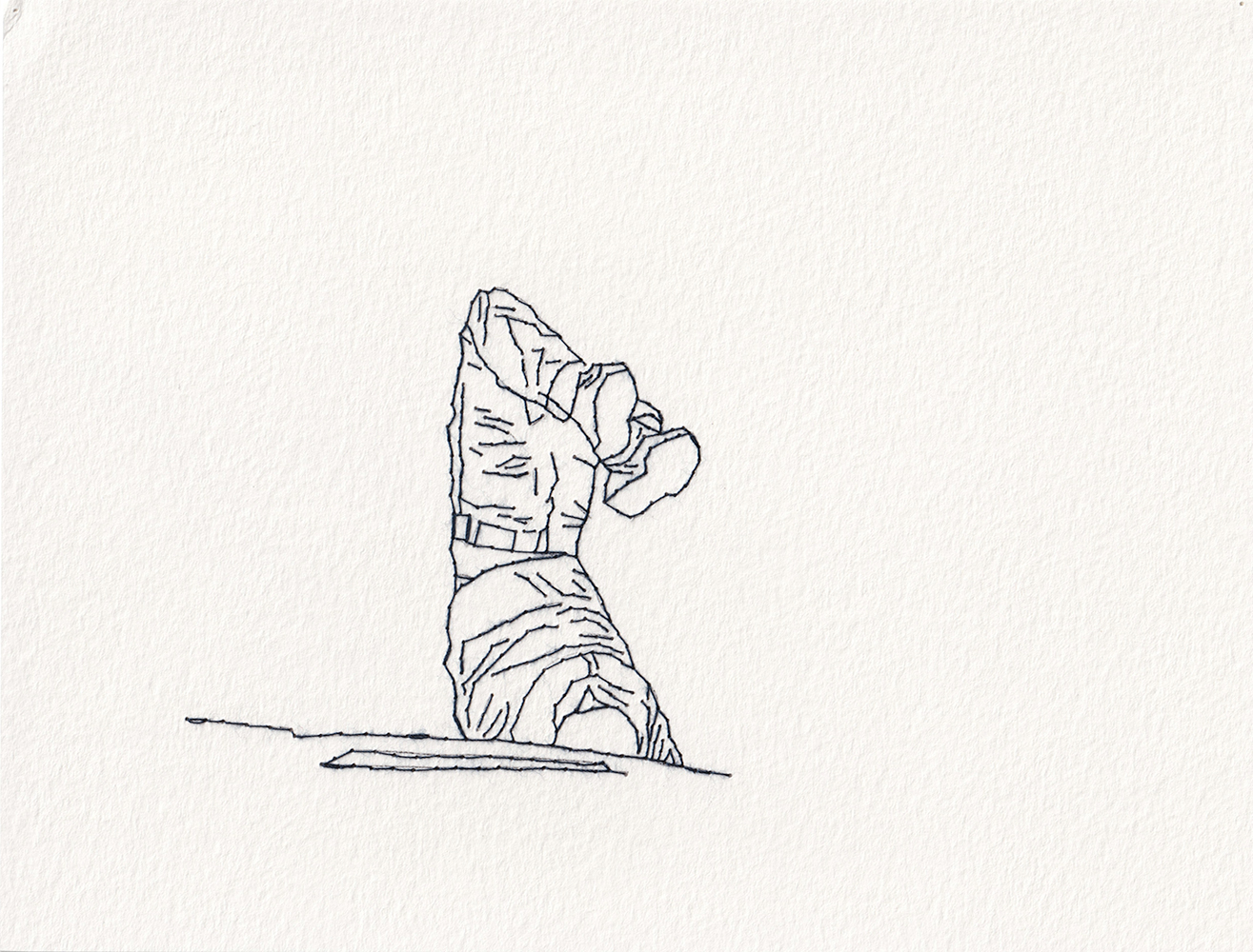 Natalia Blanch, Feu Rouge embroidered drawing