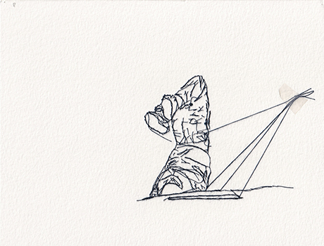 Natalia Blanch, Feu Rouge embroidered drawing
