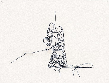 Natalia Blanch, Feu Rouge embroidered drawing