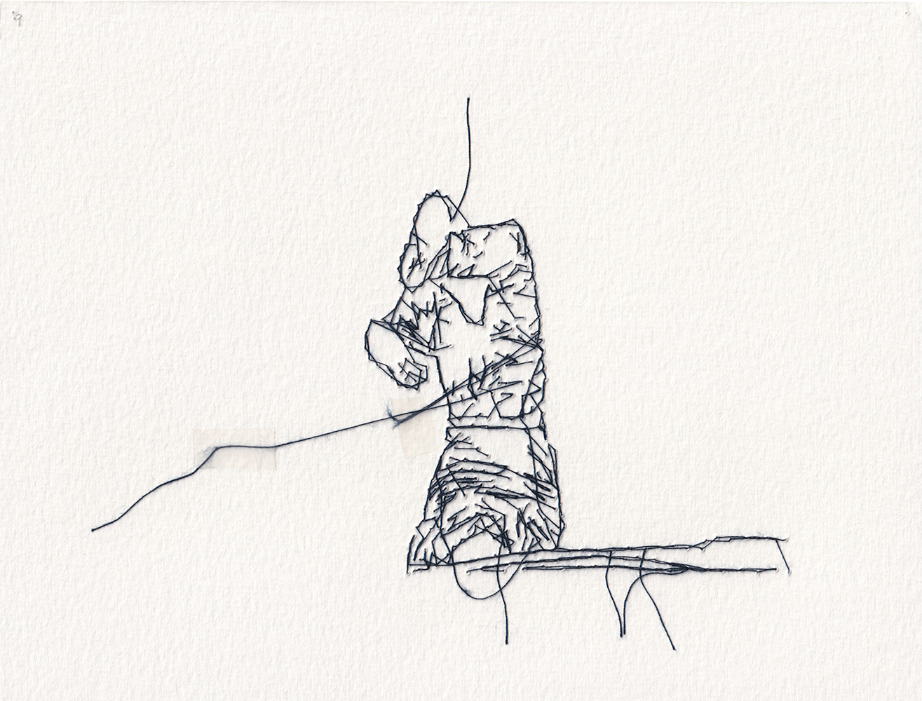 Natalia Blanch, Feu Rouge embroidered drawing