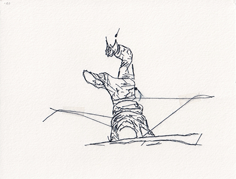 Natalia Blanch, Feu Rouge embroidered drawing