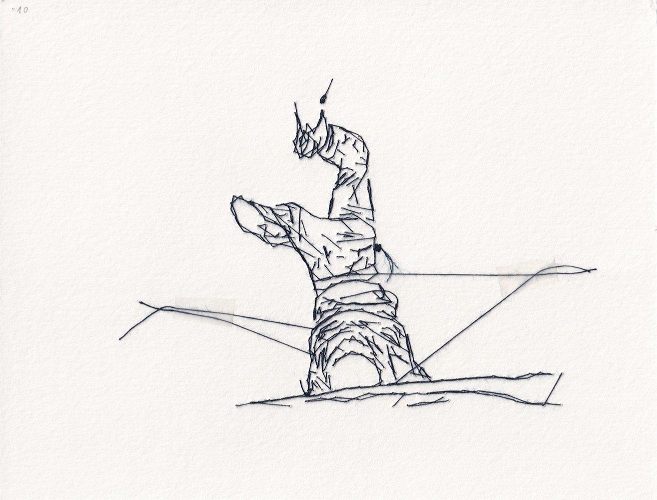 Natalia Blanch, Feu Rouge embroidered drawing