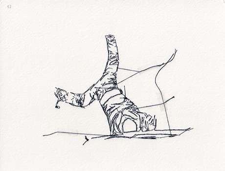 Natalia Blanch, Feu Rouge embroidered drawing