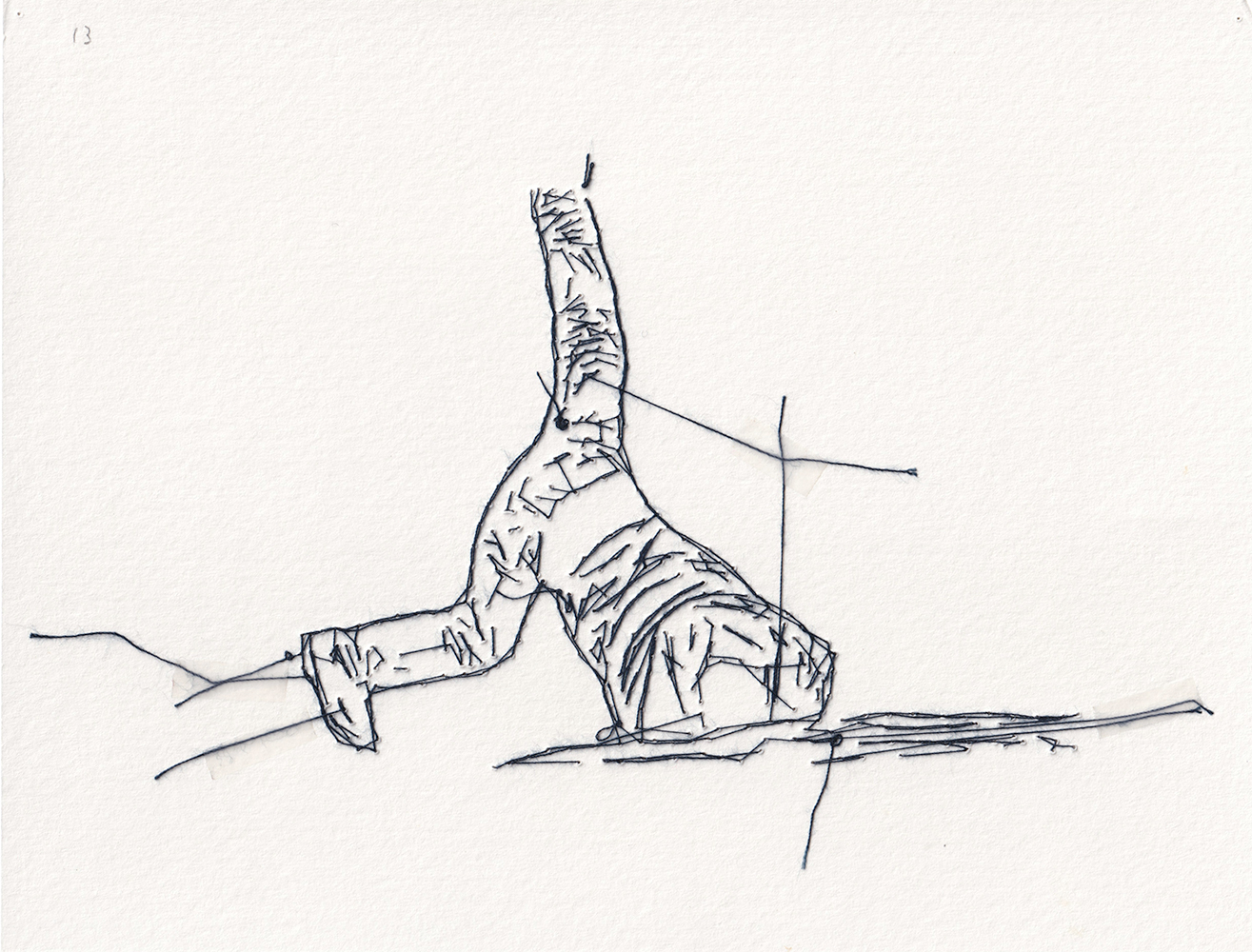 Natalia Blanch, Feu Rouge embroidered drawing