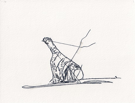 Natalia Blanch, Feu Rouge embroidered drawing