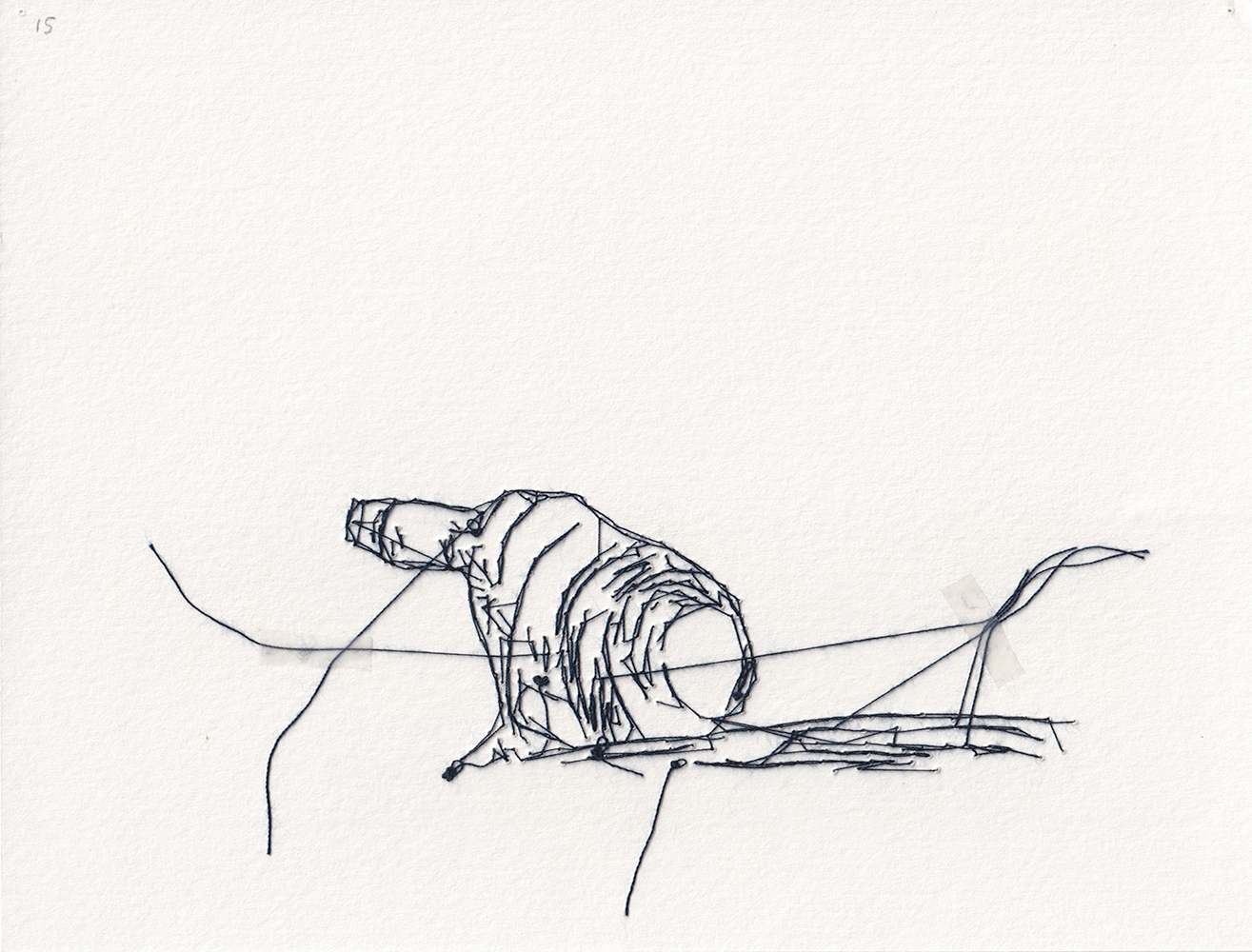 Natalia Blanch, Feu Rouge embroidered drawing