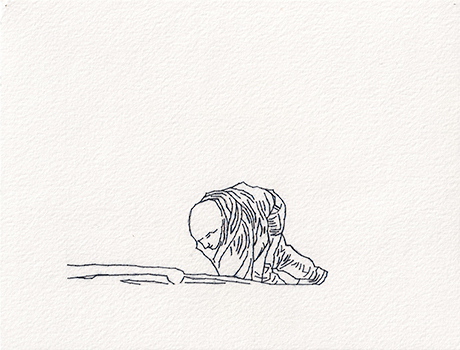 Natalia Blanch, Feu Rouge embroidered drawing