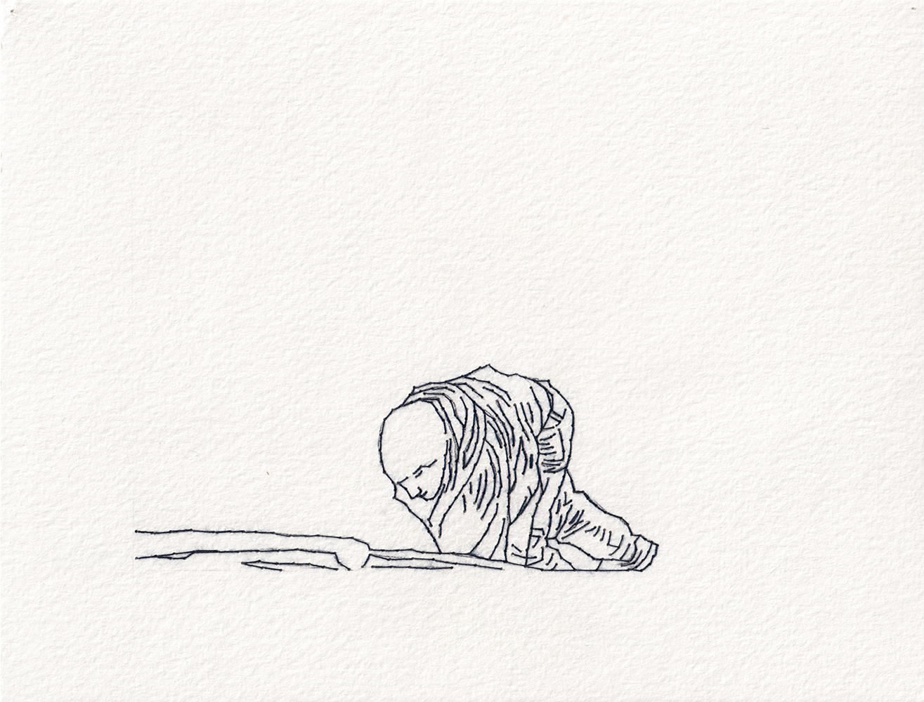 Natalia Blanch, Feu Rouge embroidered drawing