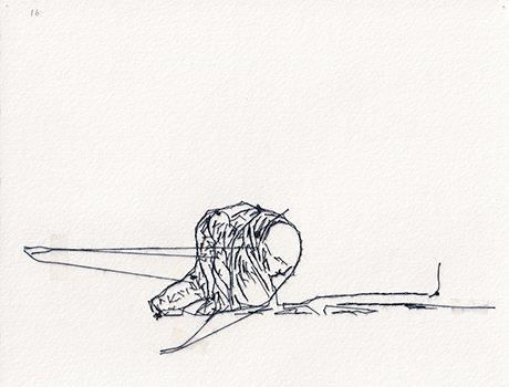 Natalia Blanch, Feu Rouge embroidered drawing