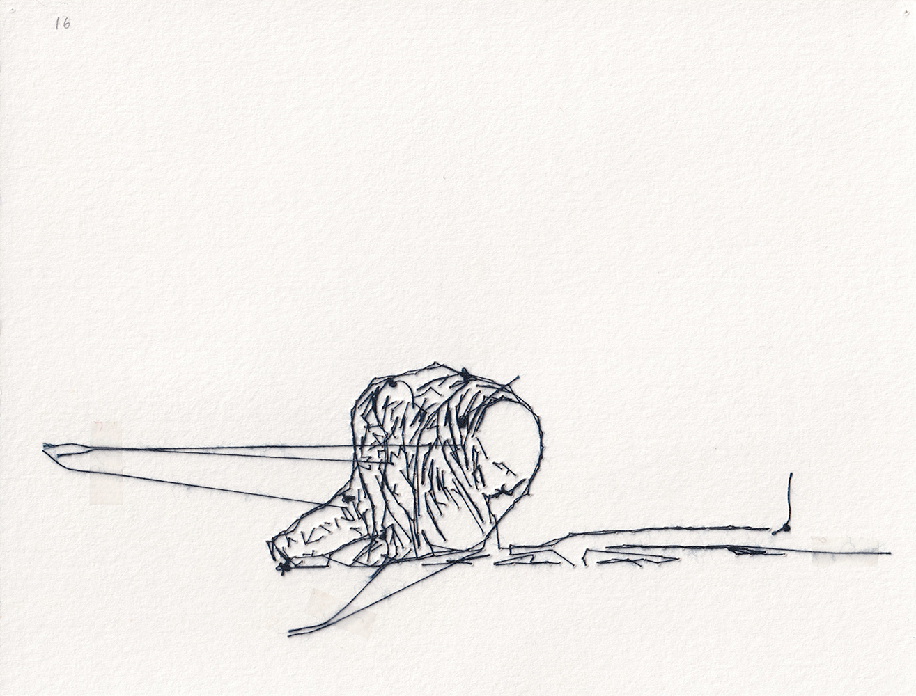 Natalia Blanch, Feu Rouge embroidered drawing