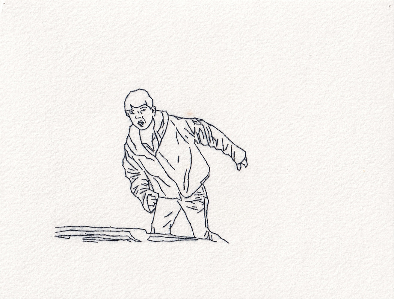 Natalia Blanch, Feu Rouge embroidered drawing