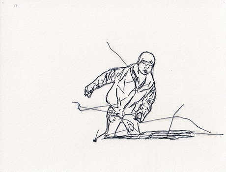 Natalia Blanch, Feu Rouge embroidered drawing