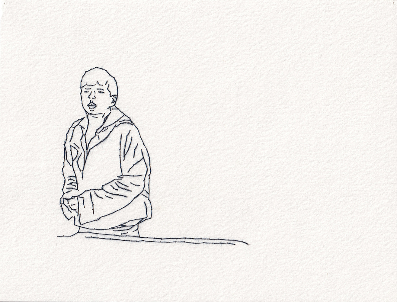 Natalia Blanch, Feu Rouge embroidered drawing