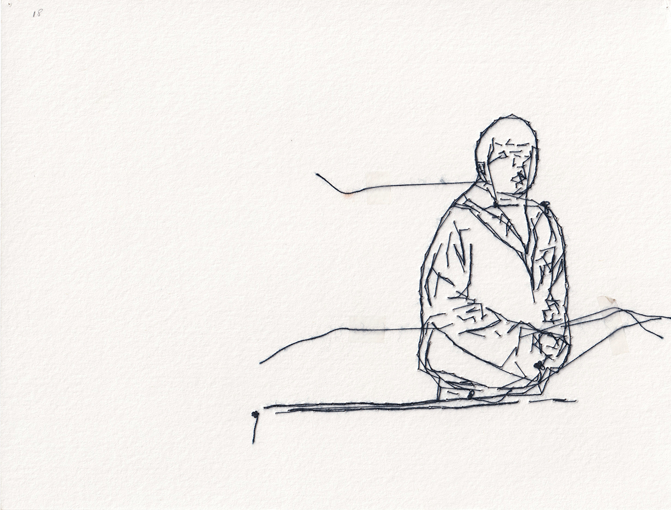 Natalia Blanch, Feu Rouge embroidered drawing